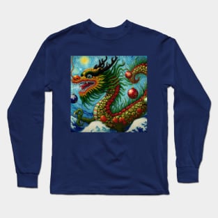 Chinese Christmas Dragon Pastel Art Long Sleeve T-Shirt